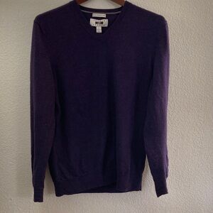 Joseph Abboud Men's V-Neck Sweater Purple extra fine merino wool Classic L